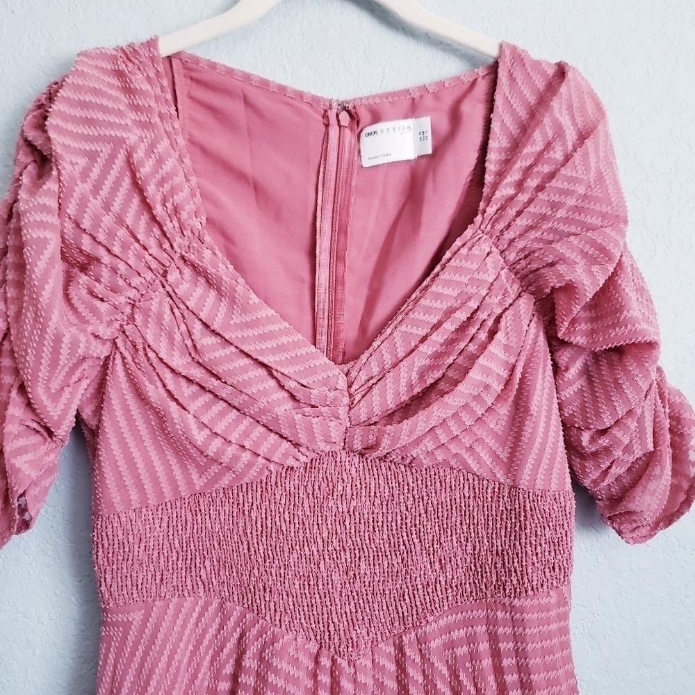 ASOS Design Dusty Pink Pleated Midi Dress - Picture 4 of 10